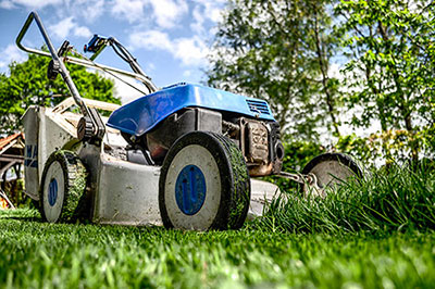 Petrol lawnmower ready to cut the grass