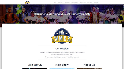 Screenshot of the Worthing Musical Comedy Society's website